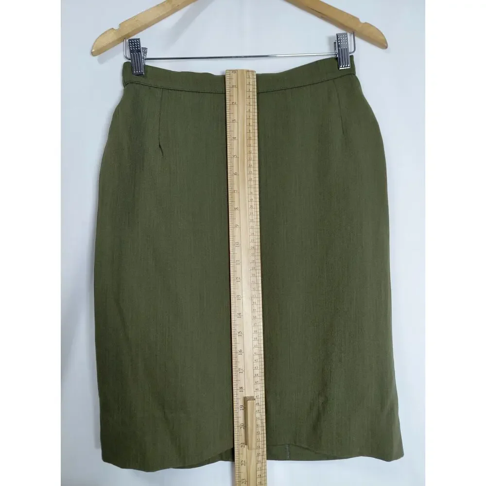 MaxMara Wool Blend Made in Italy Green Pencil Knee Length Skirt Women Size 8